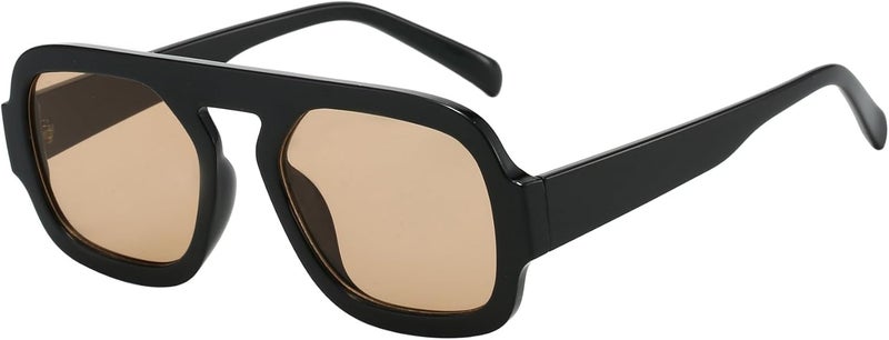 MUNSADE Trendy Square Aviator Sunglasses for Women Flat Top Designer Stylish Frame Sun Glasses Vintage Shades - Image 1